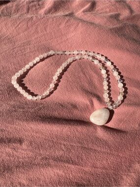 Sweet BubbleGum Love Necklace (Rose Quartz, Clear Quartz& Iridescent Fairy Beads